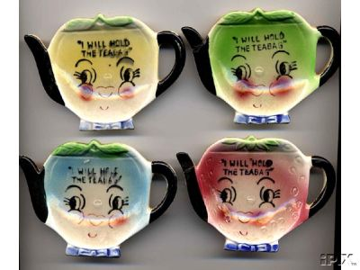 4 PORCELAIN TEABAG HOLDERS